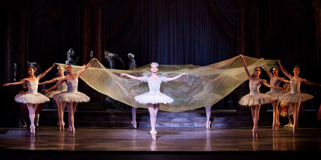 Jillian Barrell and Ballet Arizona’s Corps de Ballet in “Cinderella”.