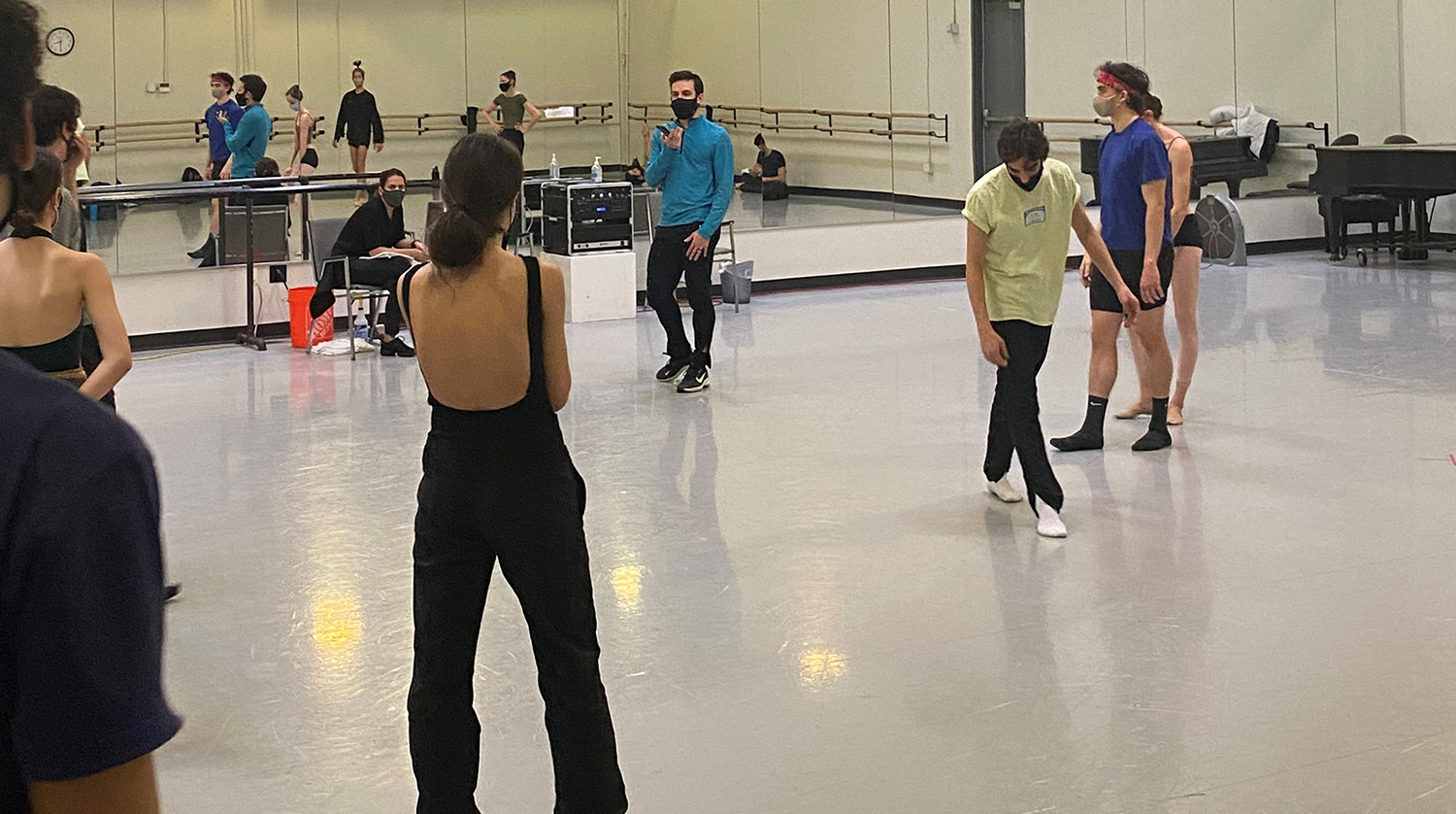 Nayon Iovino and Ballet Arizona company dancers in rehearsal for "Abrazo."