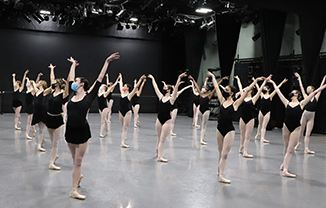 Ballet Arizona Studio Company dancers and the students of The School of Ballet Arizona in rehearsal for Swan Lake.